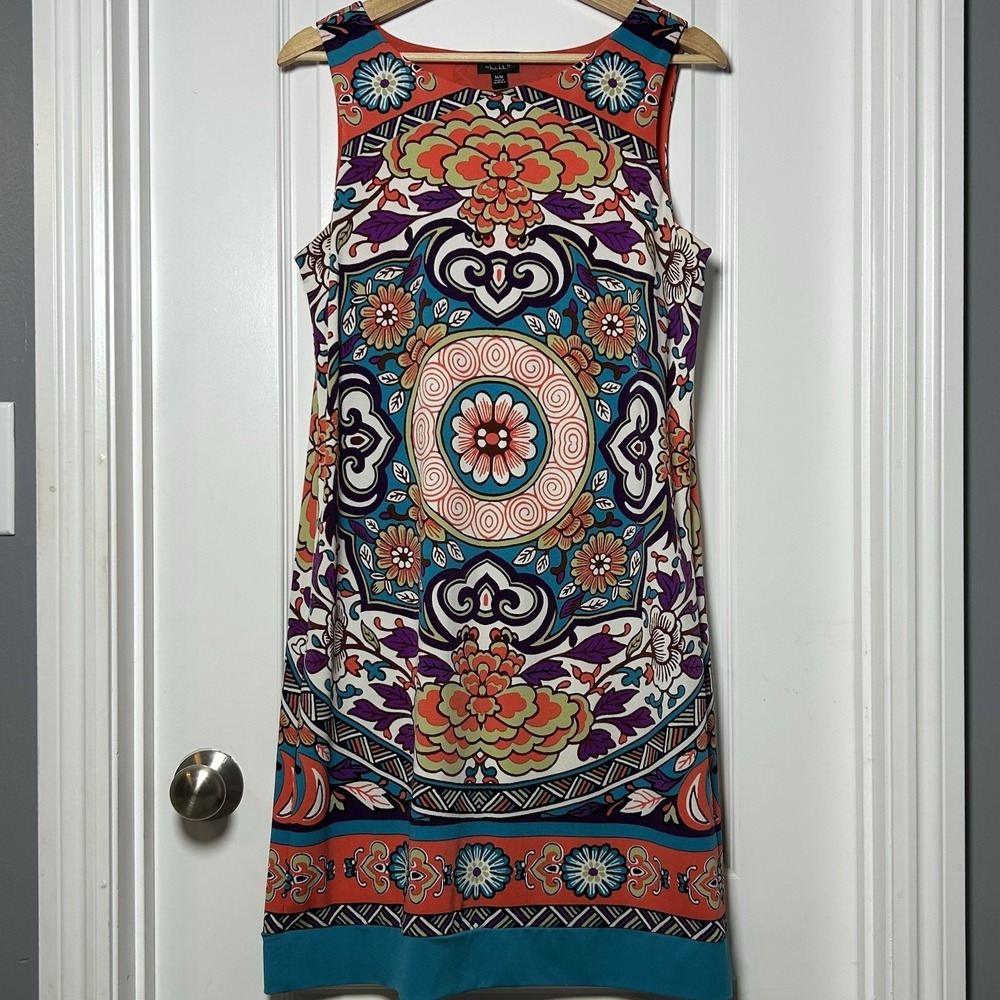 Nicole by Nicole Miller Multicolor Medallion Print Sheath Dress Maximalist Style